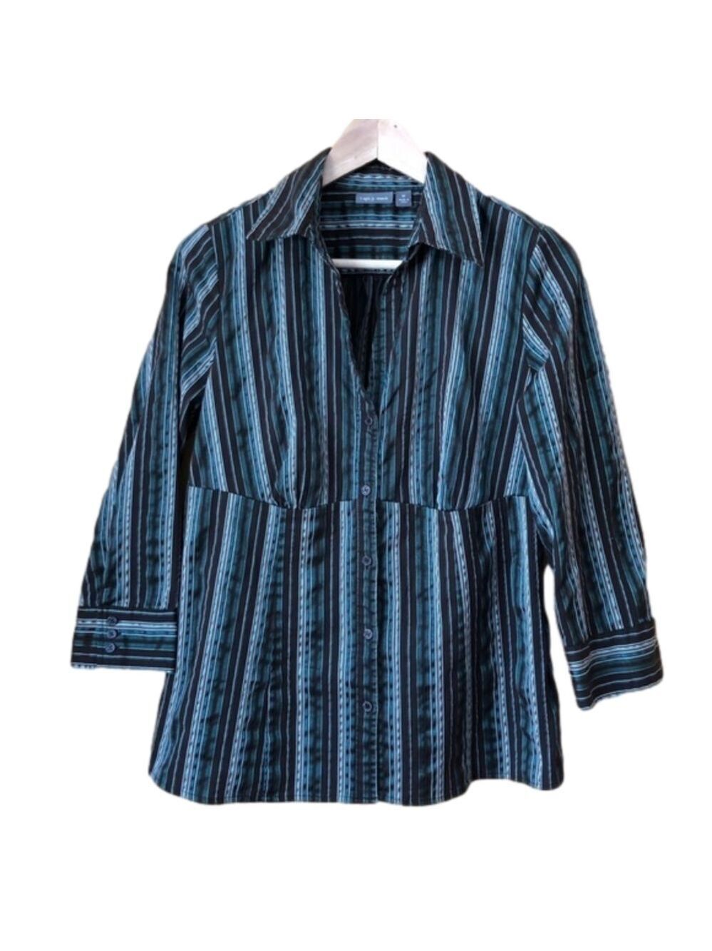 APT. 9 stretch quarter sleeve stripe blouse size medium